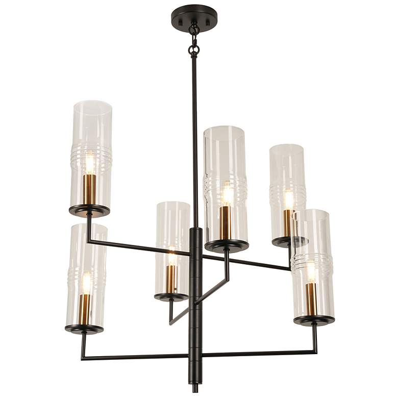 Image 2 Caulford 25" Wide 6-Light Black & Gold Chandelier more views
