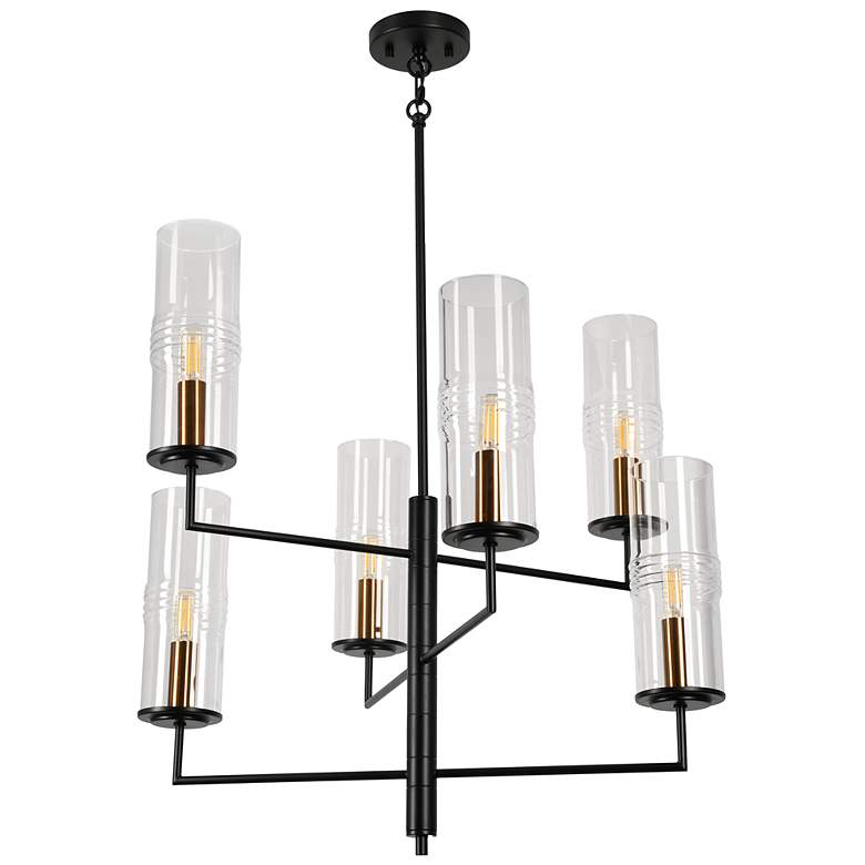 Image 3 Caulford 25" Wide 6-Light Black & Gold Chandelier more views