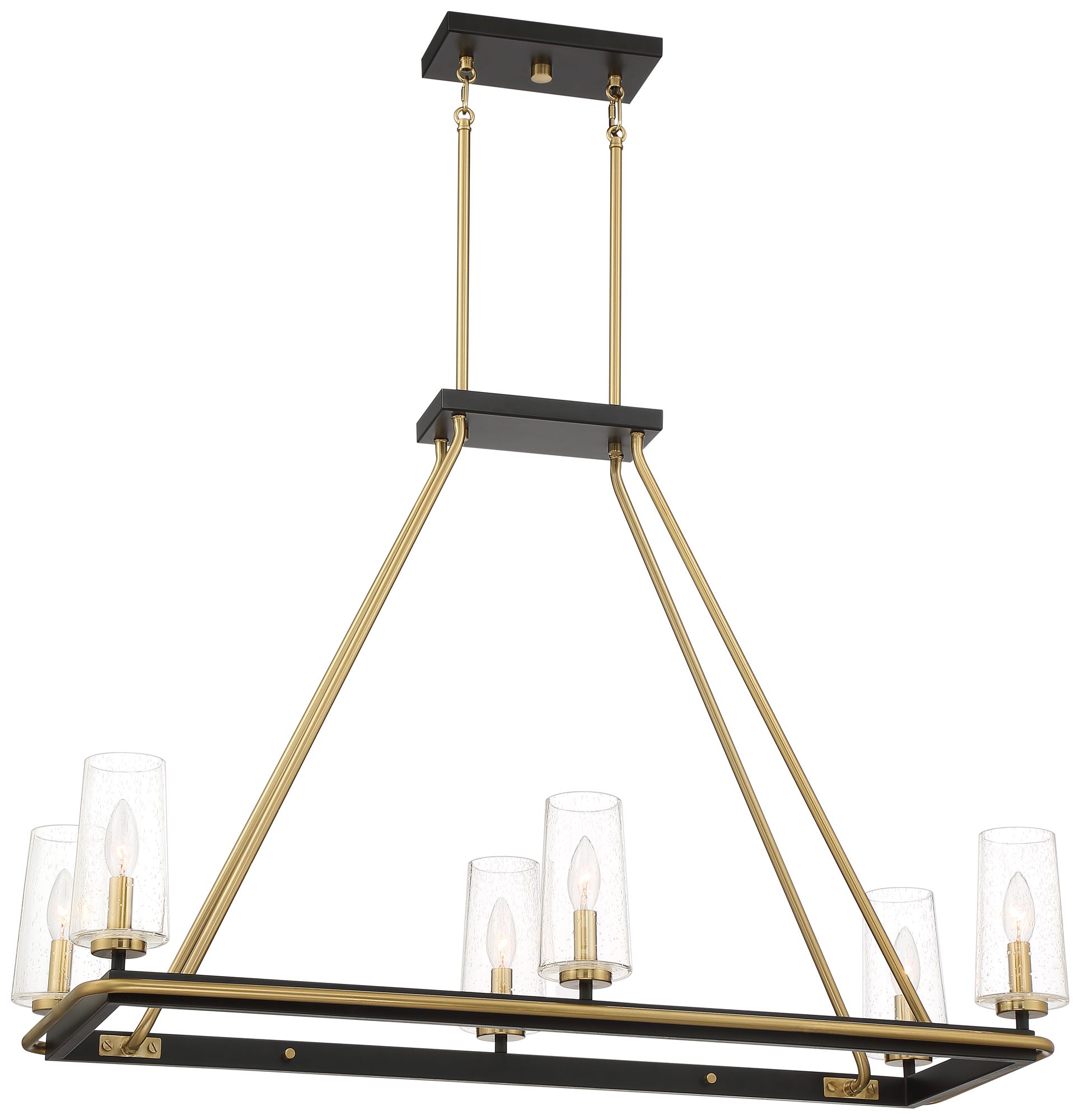 Cavah 38 1/4" Wide Brass and Black 6-Light Island Chandelier