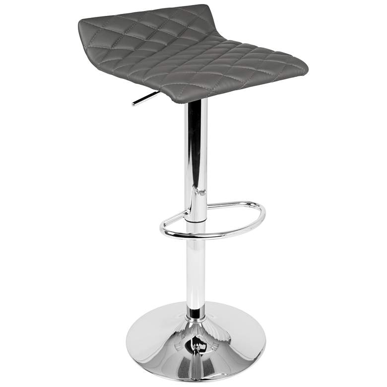 Image 1 Cavale Gray Faux Leather Adjustable Swivel Bar Stool