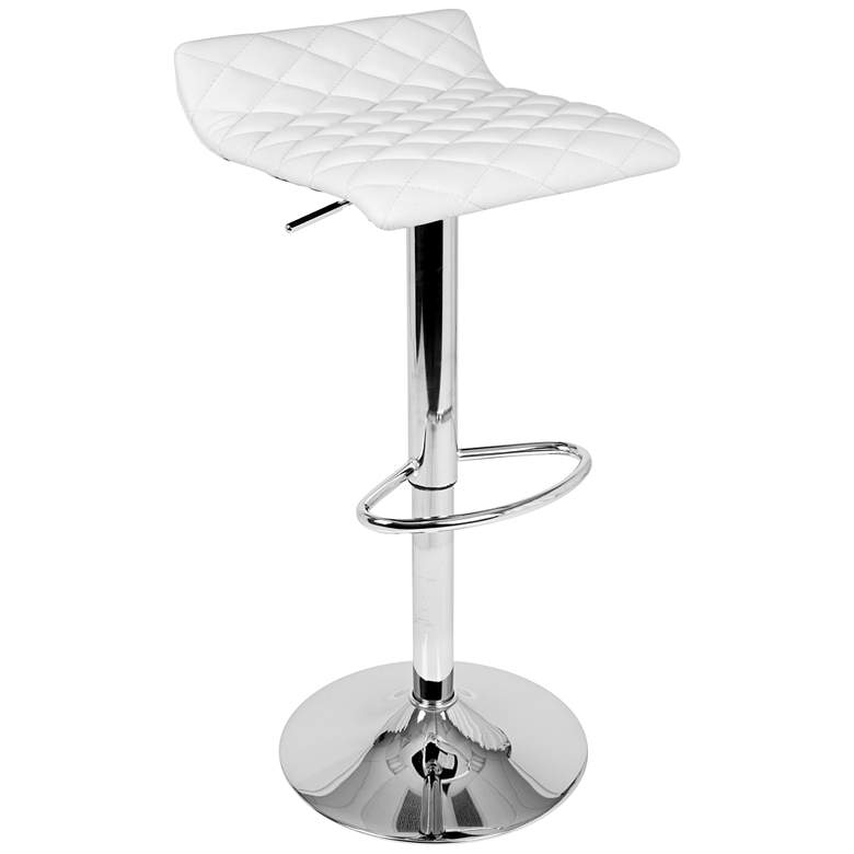 Image 1 Cavale White Faux Leather Adjustable Swivel Bar Stool