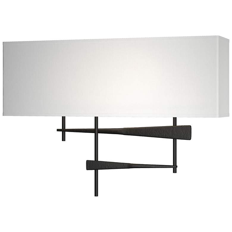 Image 1 Cavaletti 11.5" High Black Sconce With Natural Anna Shade