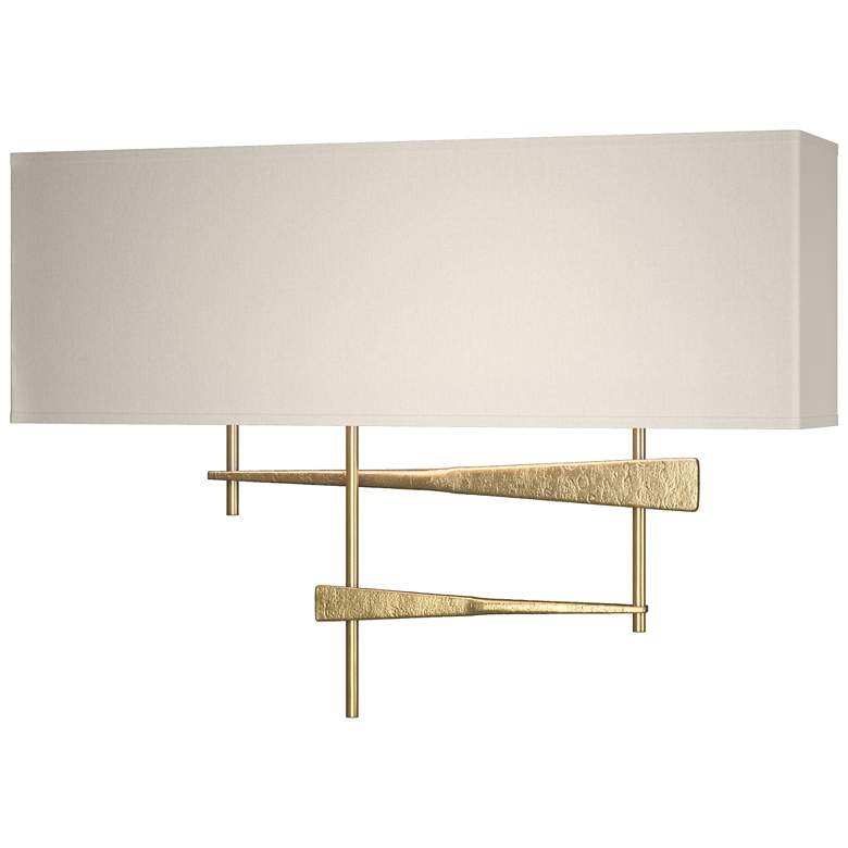 Image 1 Cavaletti 11.5" High Modern Brass Sconce With Flax Shade