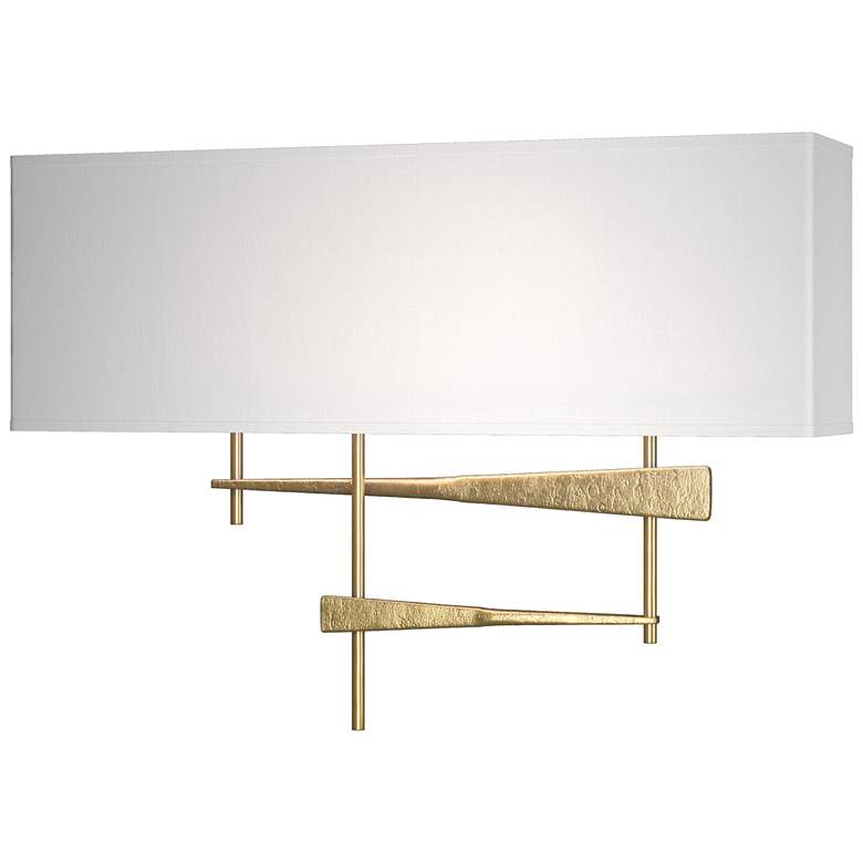 Image 1 Cavaletti 11.5 inch High Modern Brass Sconce With Natural Anna Shade