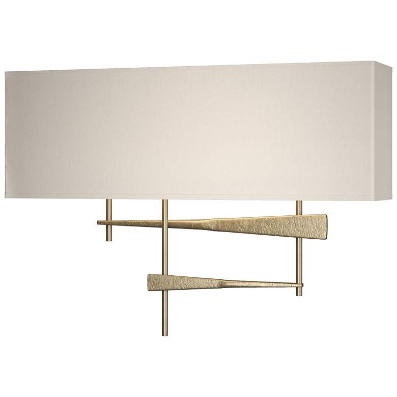 Image 1 Cavaletti 11.5" High Soft Gold Sconce With Flax Shade