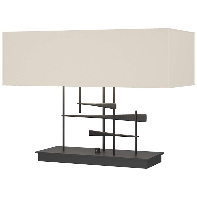 Image 1 Cavaletti 15.3" High Black Table Lamp With Flax Shade