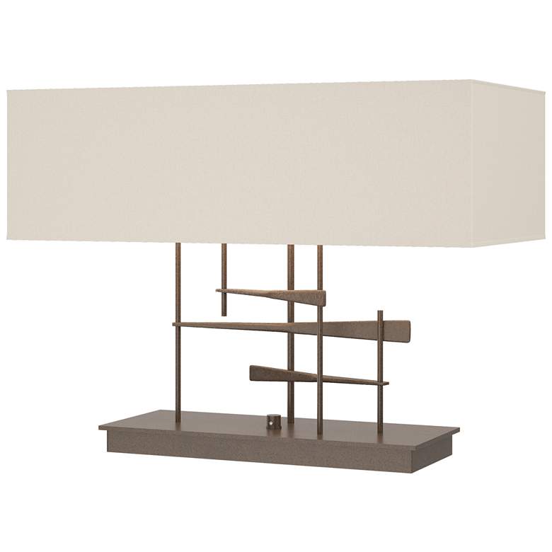 Image 1 Cavaletti 15.3" High Bronze Table Lamp With Flax Shade