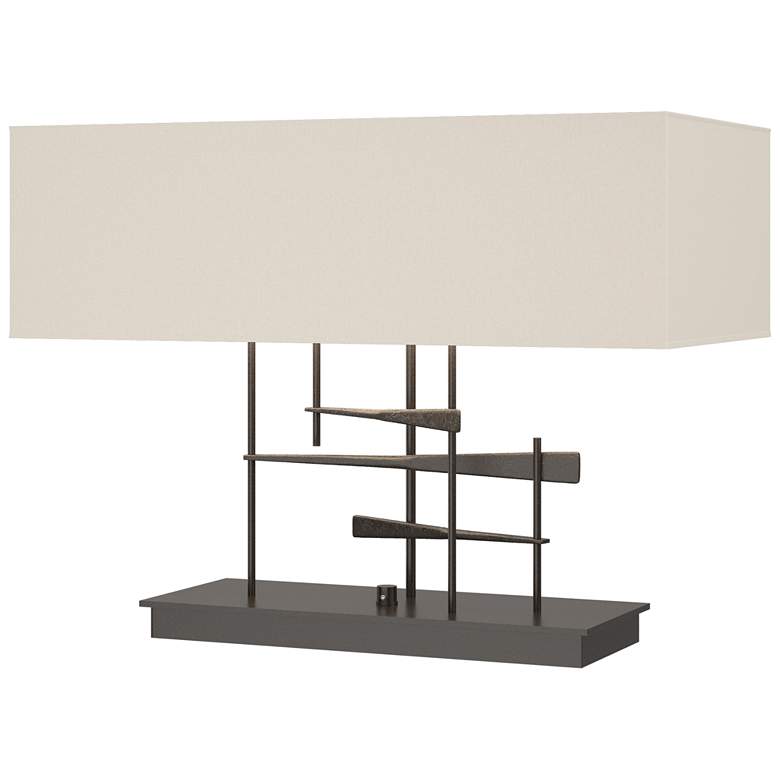 Image 1 Cavaletti 15.3" High Oil Rubbed Bronze Table Lamp With Flax Shade