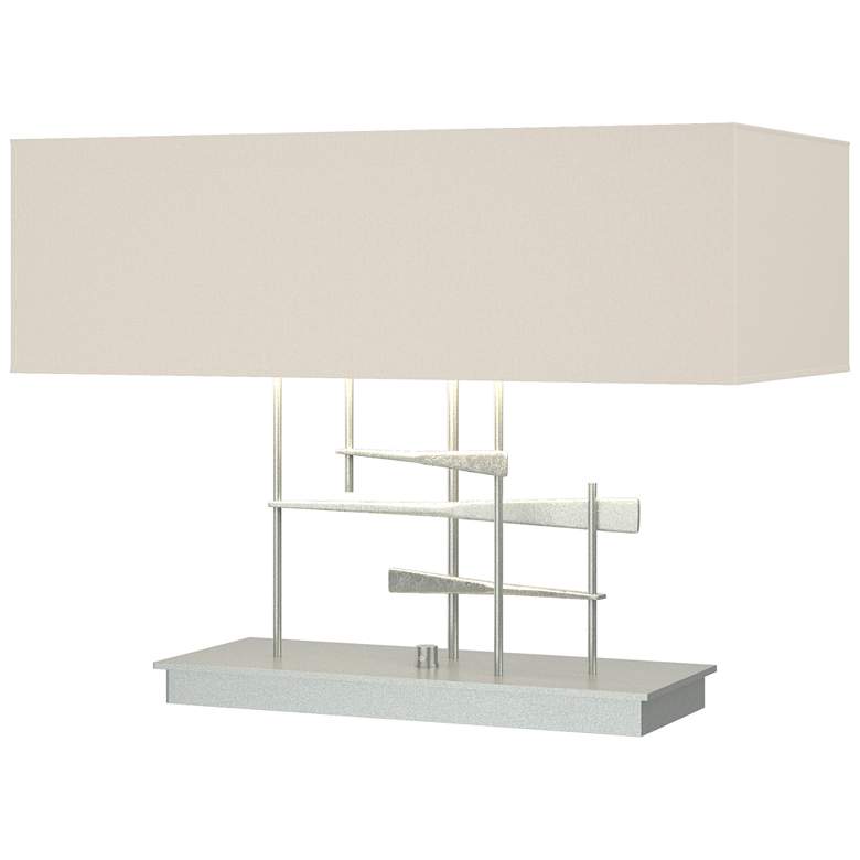 Image 1 Cavaletti 15.3" High Vintage Platinum Table Lamp With Flax Shade