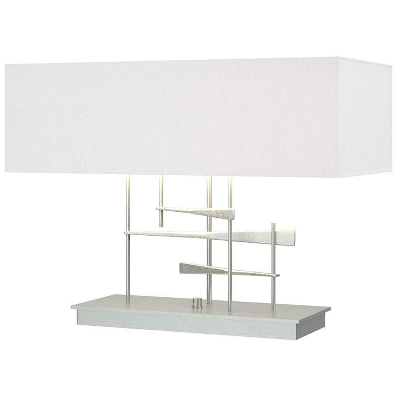 Image 1 Cavaletti 15.3"H Vintage Platinum Table Lamp With Natural Anna Shade