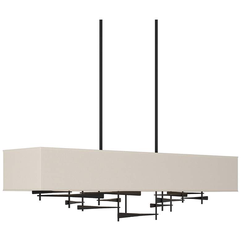 Image 1 Cavaletti 42" Wide Black Pendant With Flax Shade