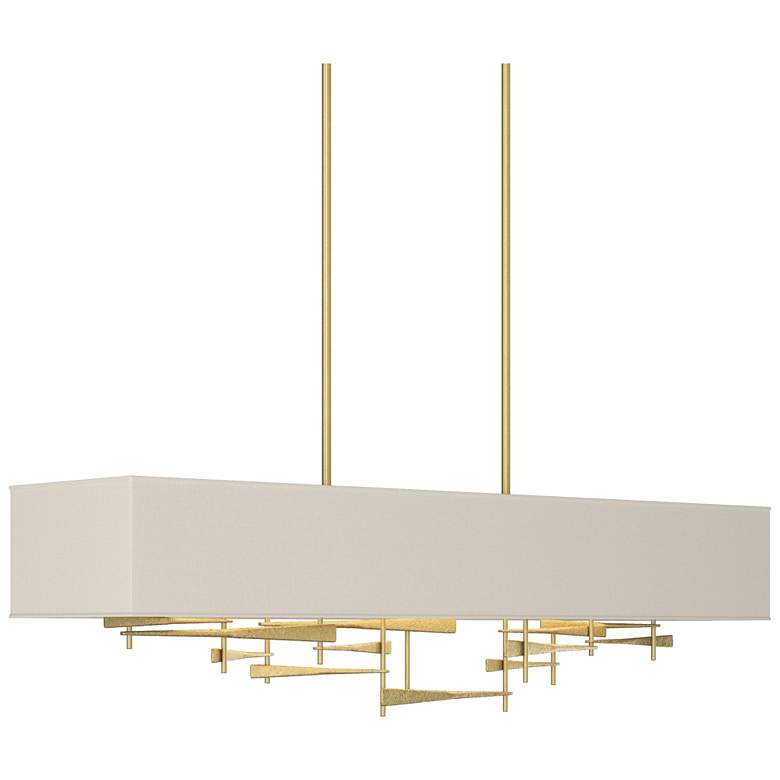 Image 1 Cavaletti 42" Wide Modern Brass Pendant With Flax Shade