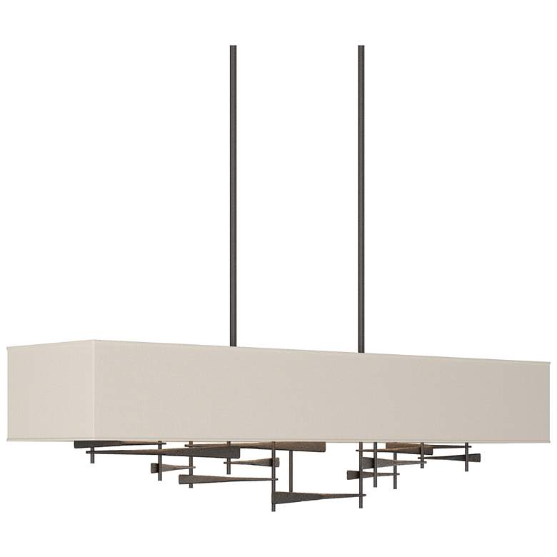 Image 1 Cavaletti 42" Wide Oil Rubbed Bronze Pendant With Flax Shade