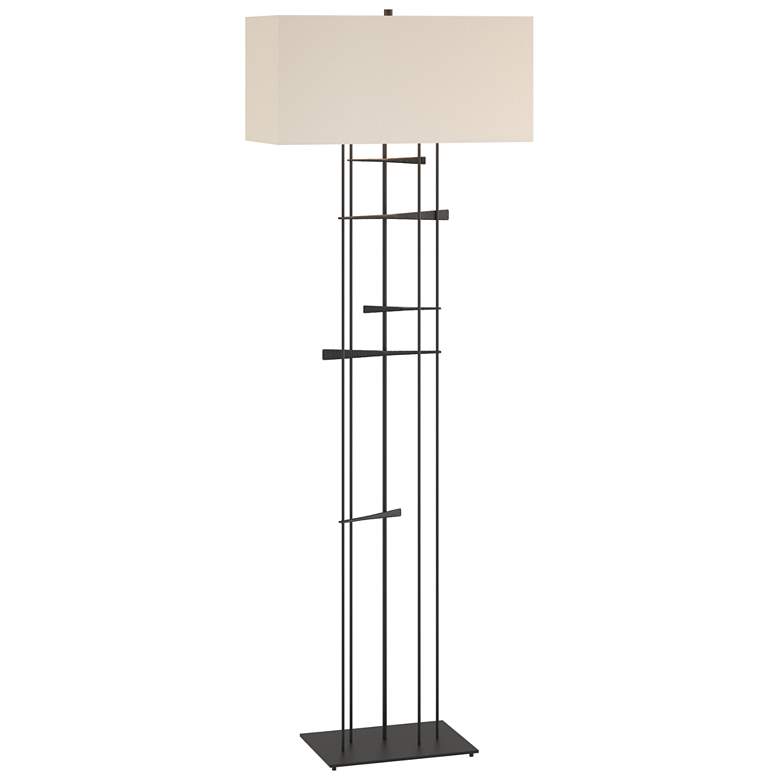 Image 1 Cavaletti 65.2" High Black Floor Lamp With Flax Shade