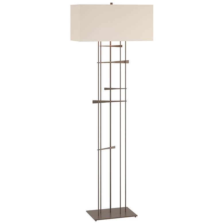 Image 1 Cavaletti 65.2" High Bronze Floor Lamp With Flax Shade