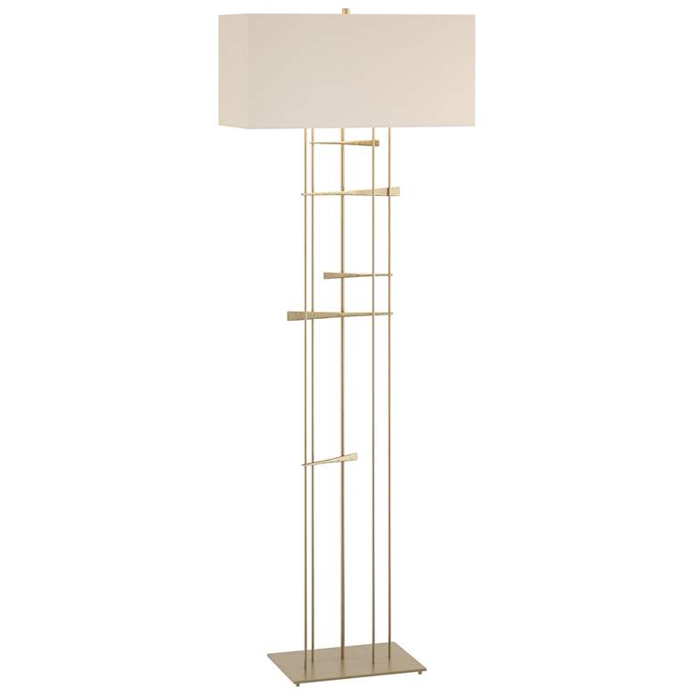 Image 1 Cavaletti 65.2" High Soft Gold Floor Lamp With Flax Shade