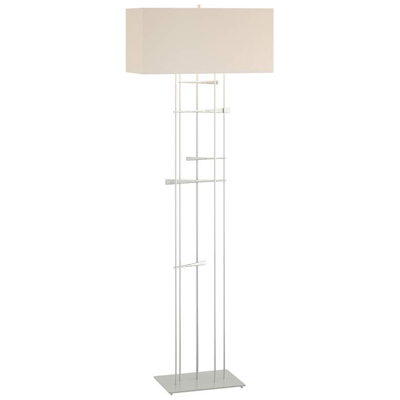 Image 1 Cavaletti 65.2" High Vintage Platinum Floor Lamp With Flax Shade