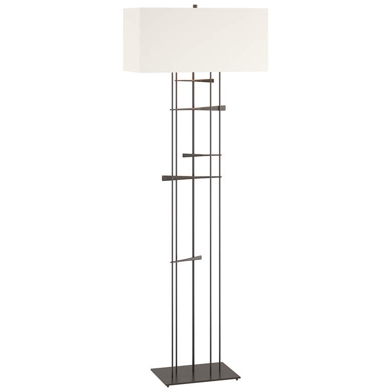 Image 1 Cavaletti 65.2 inchH Oil Rubbed Bronze Floor Lamp With Natural Anna Shade