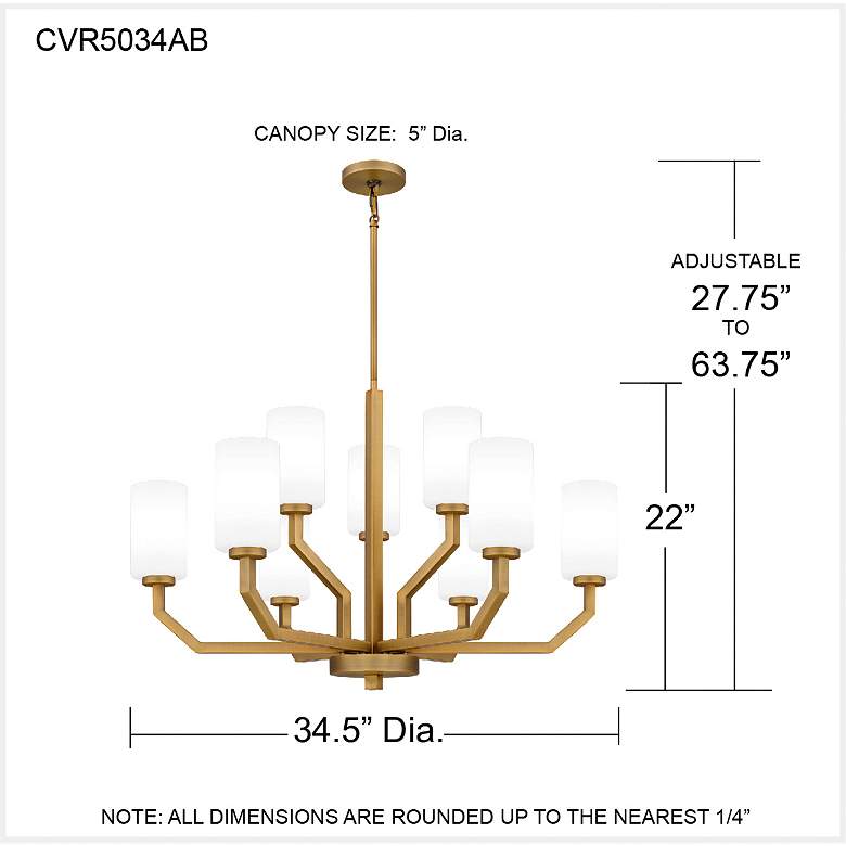 Image 7 Cavalier 9-Light Aged Brass Chandelier more views