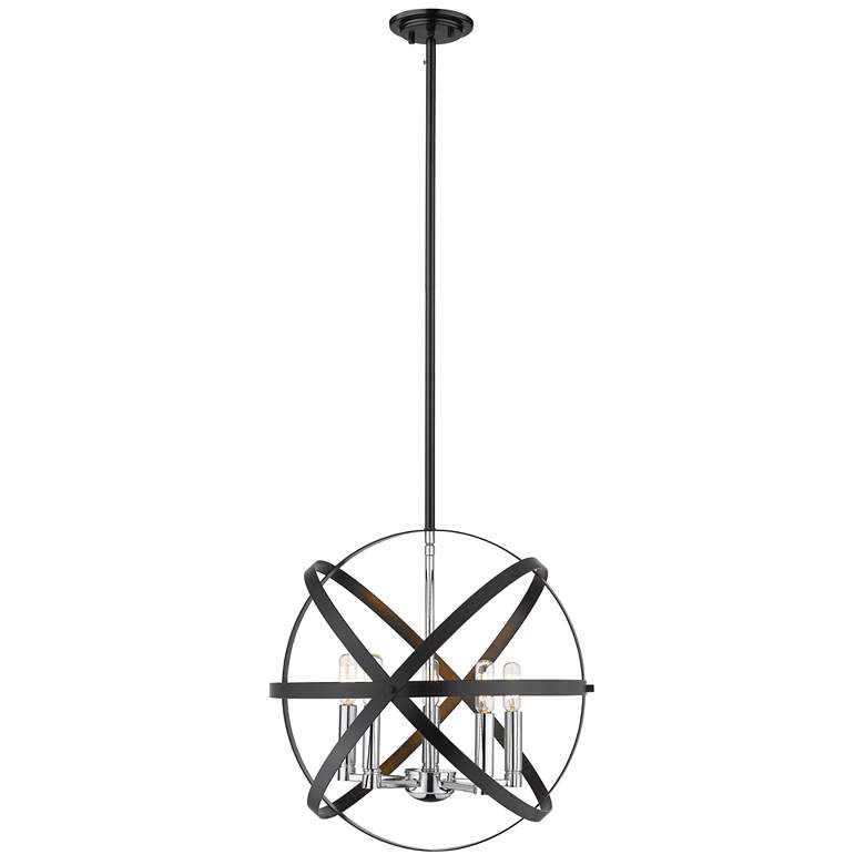 Image 2 Cavallo by Z-Lite Hammered Black + Chrome 5 Light Pendant
