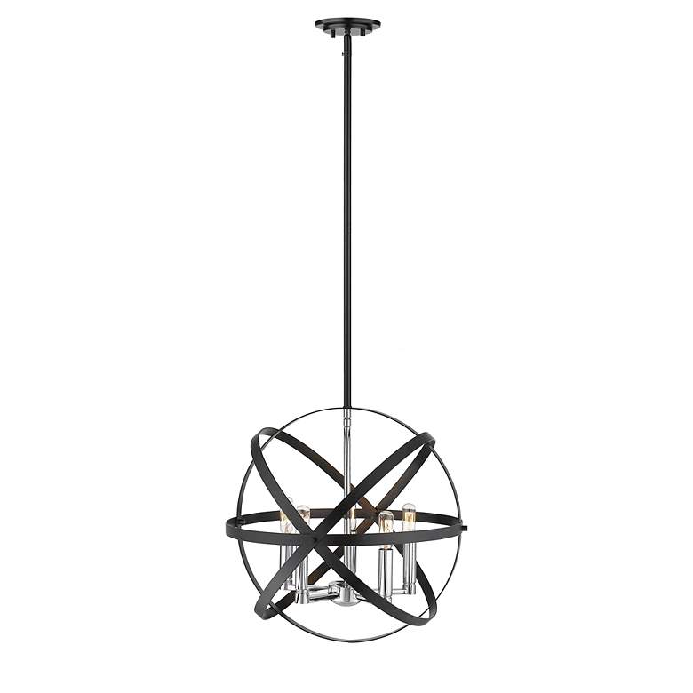 Image 5 Cavallo by Z-Lite Hammered Black + Chrome 5 Light Pendant more views
