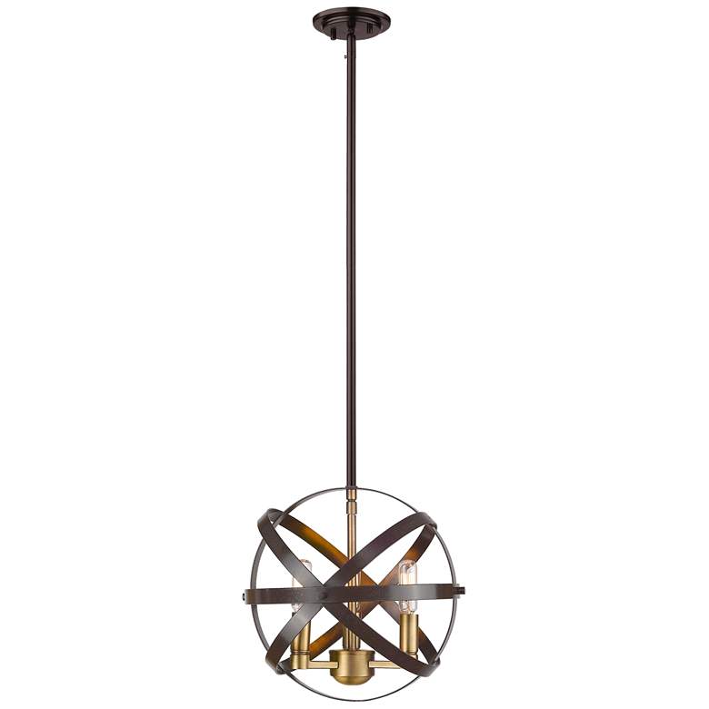 Image 1 Cavallo by Z-Lite Hammered Bronze + Olde Brass 3 Light Mini Pendant
