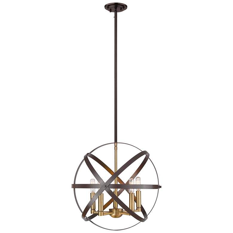 Image 2 Cavallo by Z-Lite Hammered Bronze + Olde Brass 5 Light Pendant