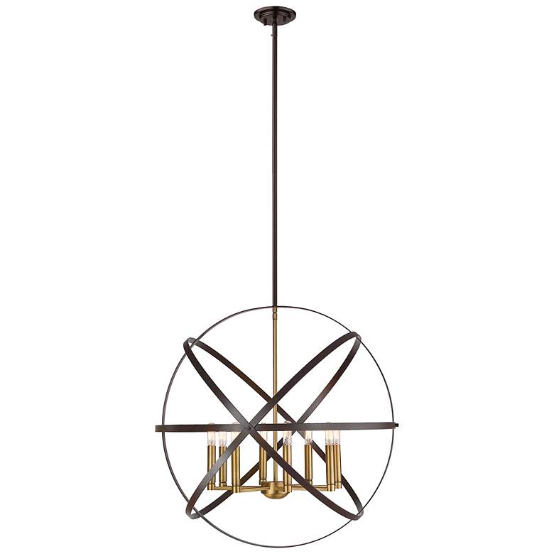 Image 1 Cavallo by Z-Lite Hammered Bronze + Olde Brass 8 Light Chandelier