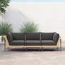 Cavan Charcoal Fabric and Natural 3-Piece Outdoor Sectional