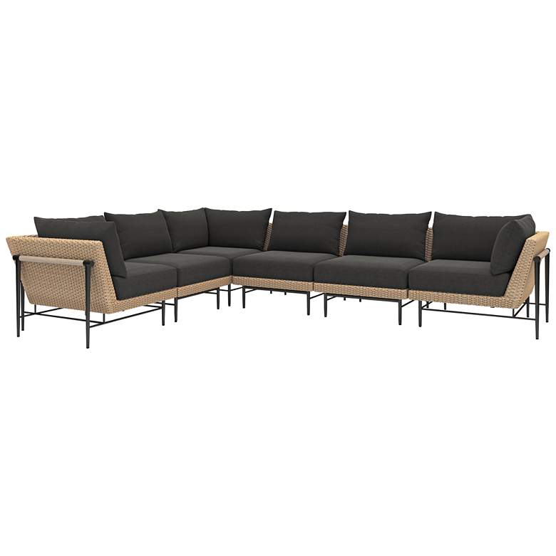 Image 1 Cavan Charcoal Fabric and Natural 6-Piece Outdoor Sectional