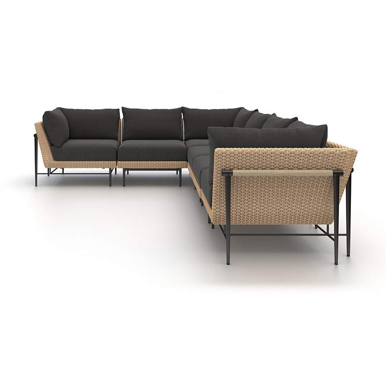 Image 3 Cavan Charcoal Fabric and Natural 6-Piece Outdoor Sectional more views