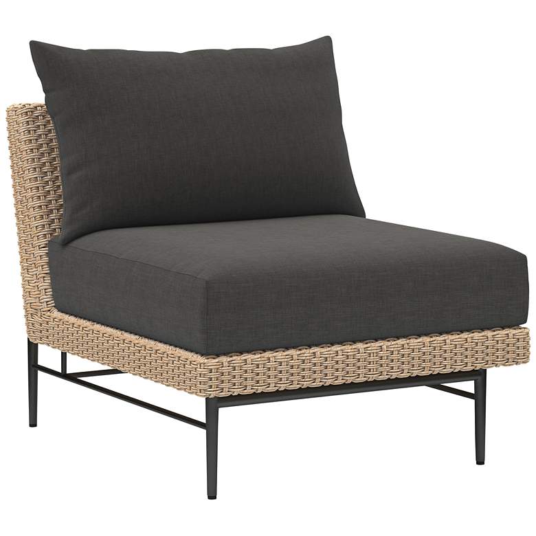 Image 2 Cavan Charcoal Fabric and Natural Woven Outdoor Chair