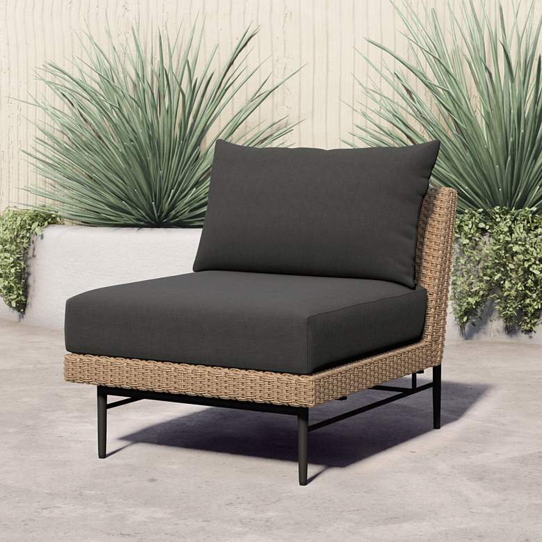 Image 1 Cavan Charcoal Fabric and Natural Woven Outdoor Chair