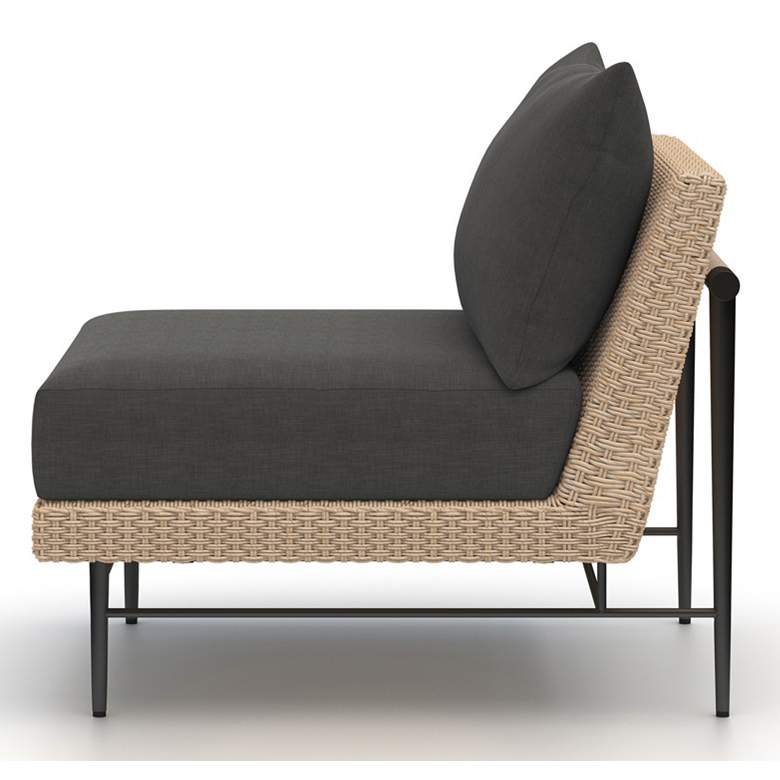 Image 4 Cavan Charcoal Fabric and Natural Woven Outdoor Chair more views