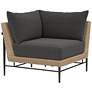 Cavan Charcoal Fabric and Natural Woven Outdoor Corner Chair