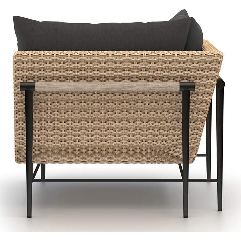 Image 2 Cavan Charcoal Fabric and Natural Woven Outdoor Corner Chair more views