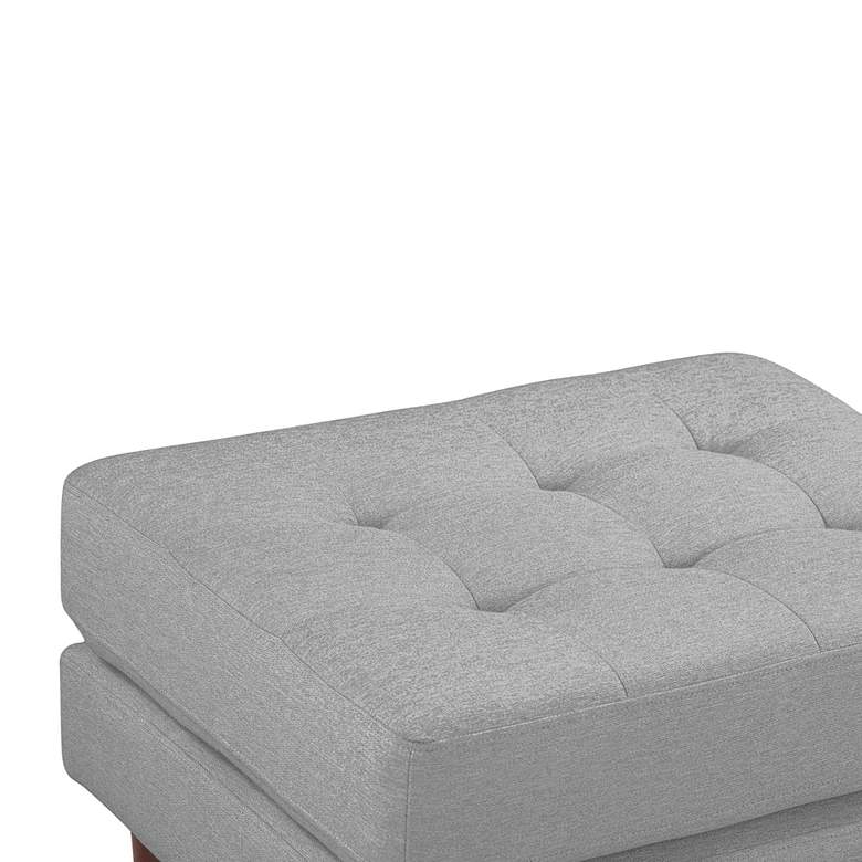Image 2 Cave Gray Tweed Fabric Tufted Rectangular Ottoman more views