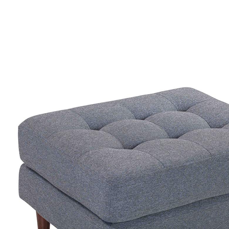 Image 2 Cave Navy Tweed Fabric Tufted Rectangular Ottoman more views