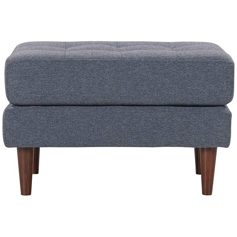 Image 3 Cave Navy Tweed Fabric Tufted Rectangular Ottoman more views