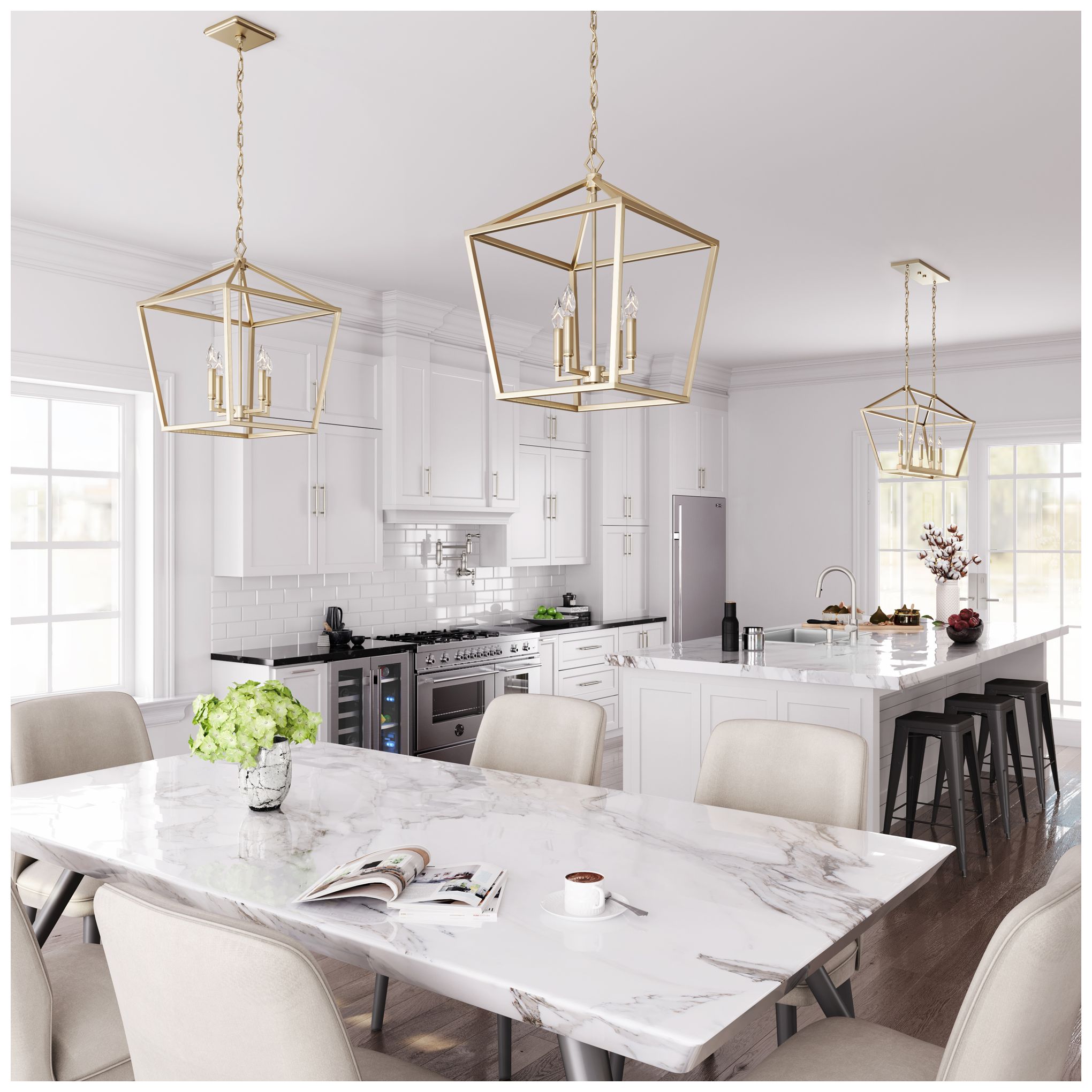 Image 6 Cavelli 16" Wide Modern Gold 4-Light Pendant more views