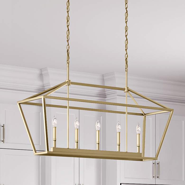 Image 2 Cavelli 40" Wide Modern Gold 5-Light Island Pendant