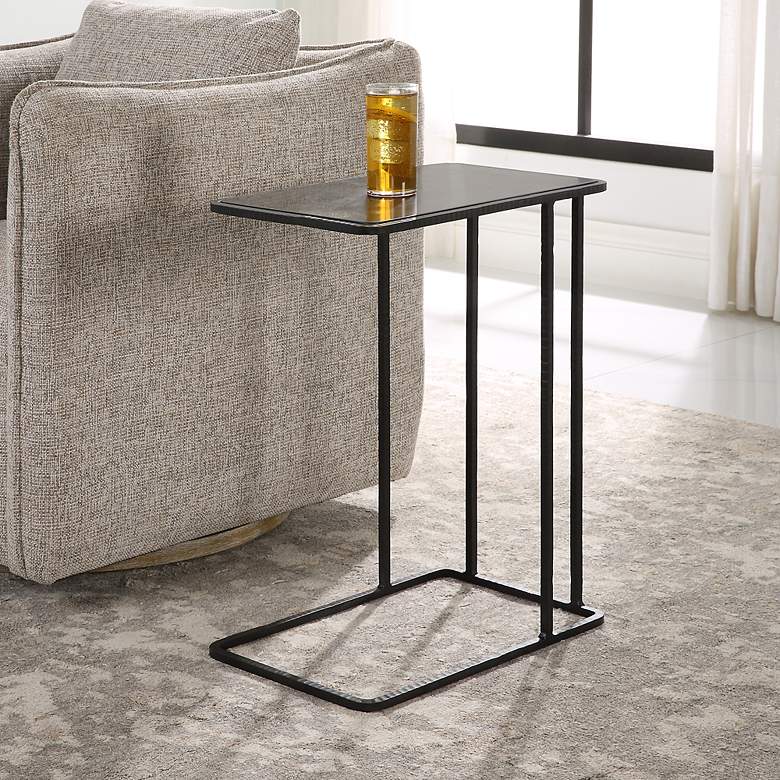 Image 1 Cavern 18" Wide Black Bluestone Rectangular Accent Table