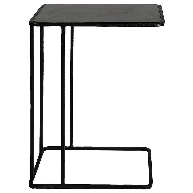 Image 4 Cavern 18" Wide Black Bluestone Rectangular Accent Table more views