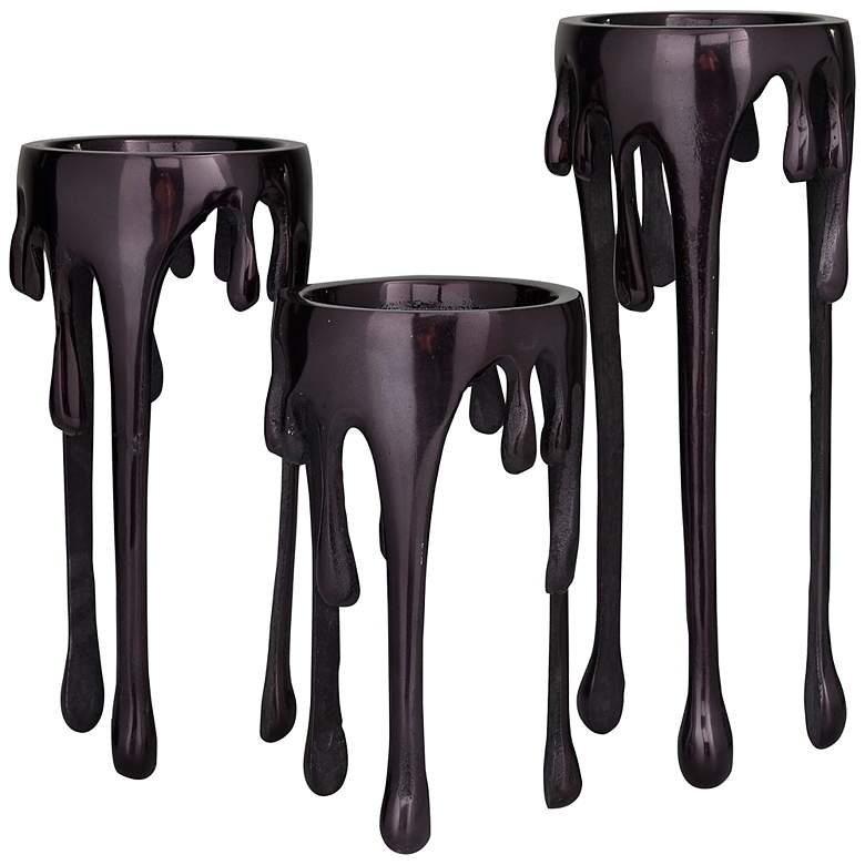 Image 4 Cavi Polished Black Dripping Pillar Candle Holders Set of 3 more views