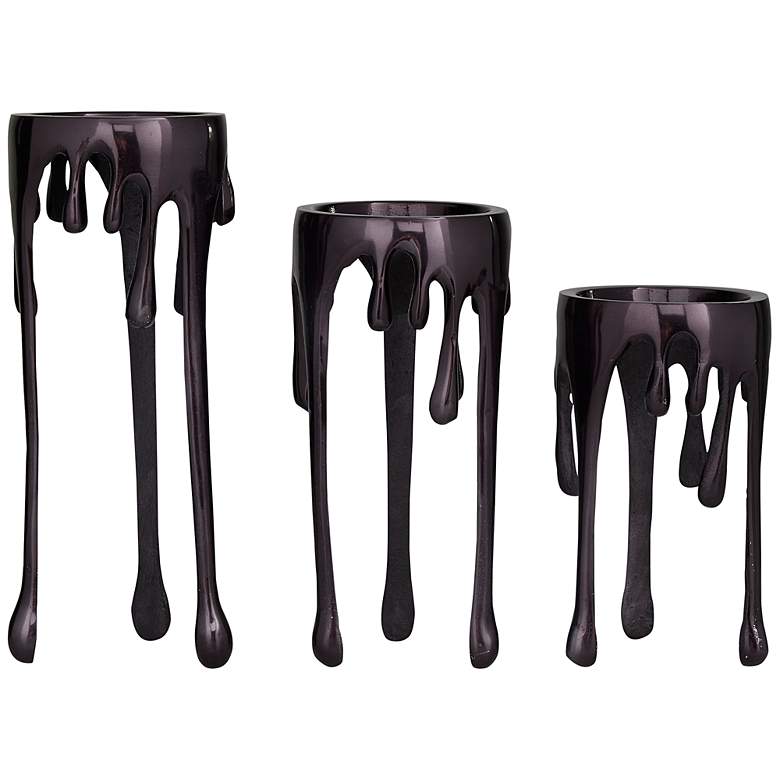 Image 5 Cavi Polished Black Dripping Pillar Candle Holders Set of 3 more views
