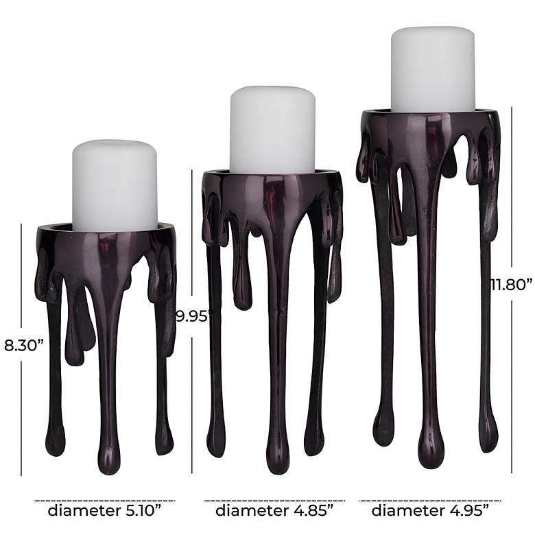 Image 6 Cavi Polished Black Dripping Pillar Candle Holders Set of 3 more views