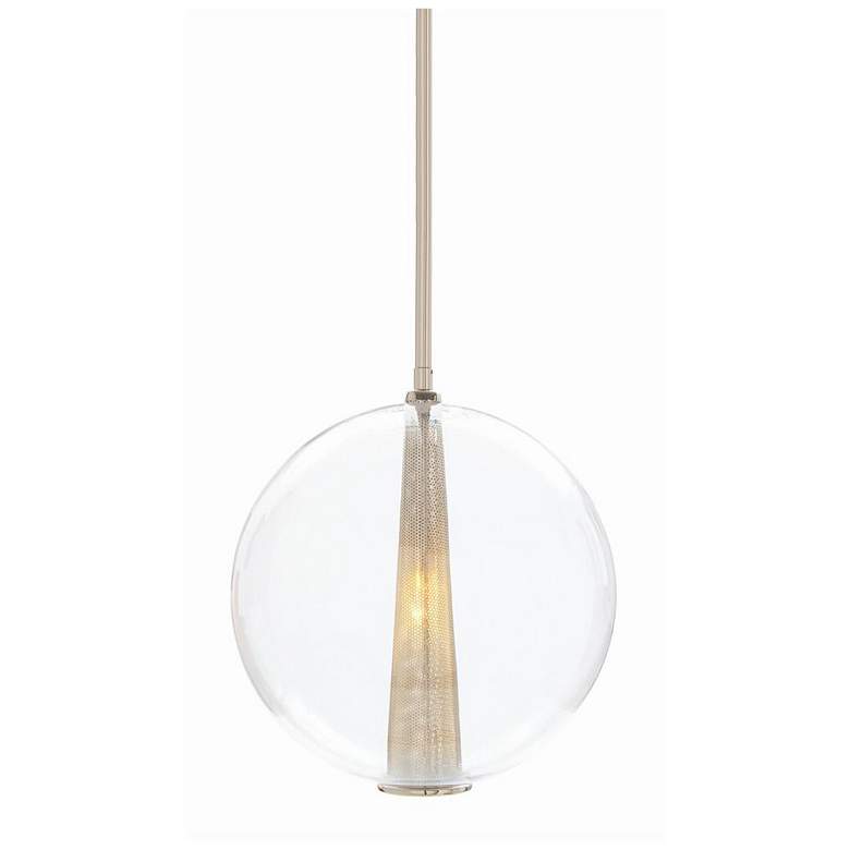 Image 1 Caviar 14 inch Wide Polished Nickel Clear Glass Pendant Light