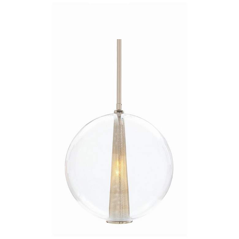 Image 1 Caviar 14 inch Wide Polished Nickel Clear Glass Pendant Light