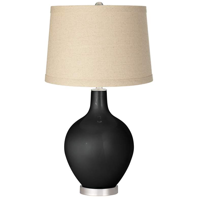 Image 1 Caviar Metallic Burlap Drum Shade Ovo Table Lamp