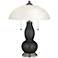 Caviar Metallic Gourd-Shaped Table Lamp with Alabaster Shade